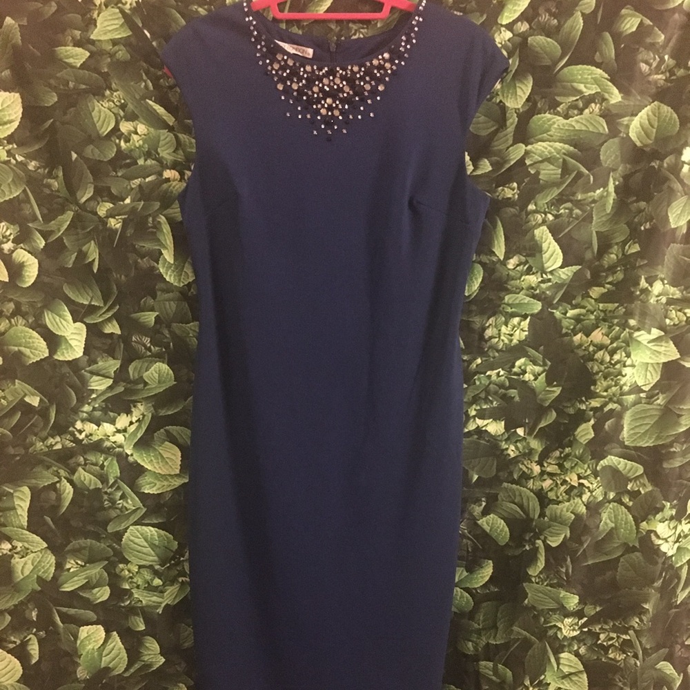 Dark Royal Blue Maggy London Dress with beading